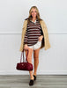 Brown/Cream Striped Polo Oversized Top (Reg. and Plus)