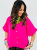 Pearl Buttons V-Neck Blouse (Reg.) - 2 Colors