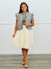 Cream Crinkle Bubble Midi Skirt (Reg & Plus)