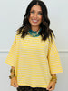Yellow Striped Short Sleeve Top (One Size)