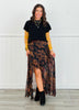 Black Floral Ruffle Midi Skirt (Reg. and Plus)