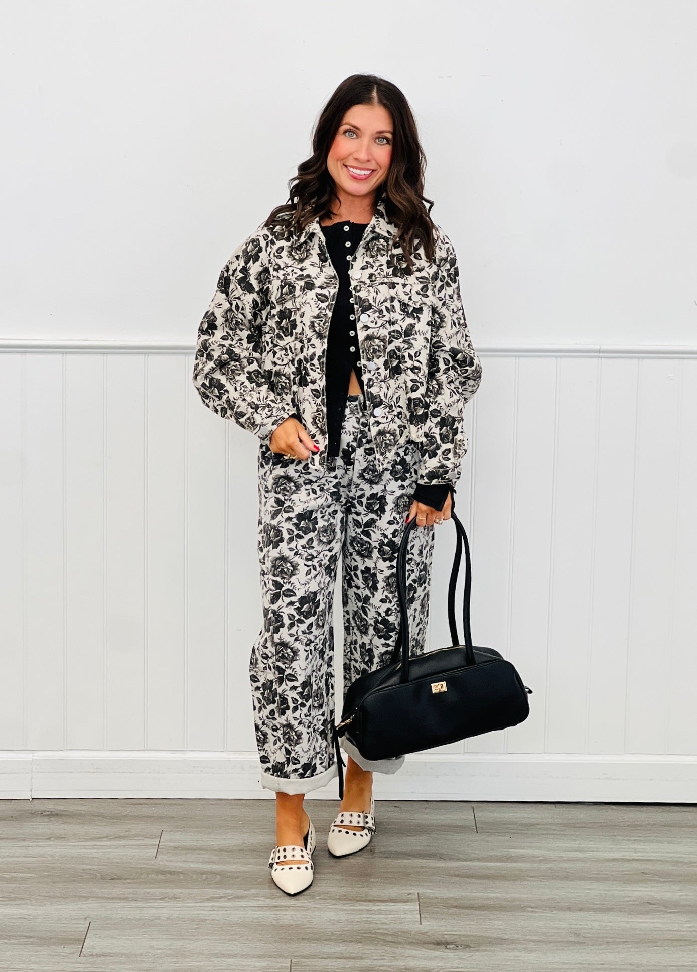 Grey/Black Rose Print Jacket (Reg.)