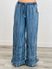 Denim Ruffle Palazzo Pants (Reg. and Plus)
