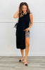 Sleeveless Side Slit Gold Button Sleeveless Sweater Top (Reg.) - 2 Colors
