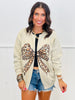 Leopard Bow Sand Graphic Cardigan (Reg. and Plus)