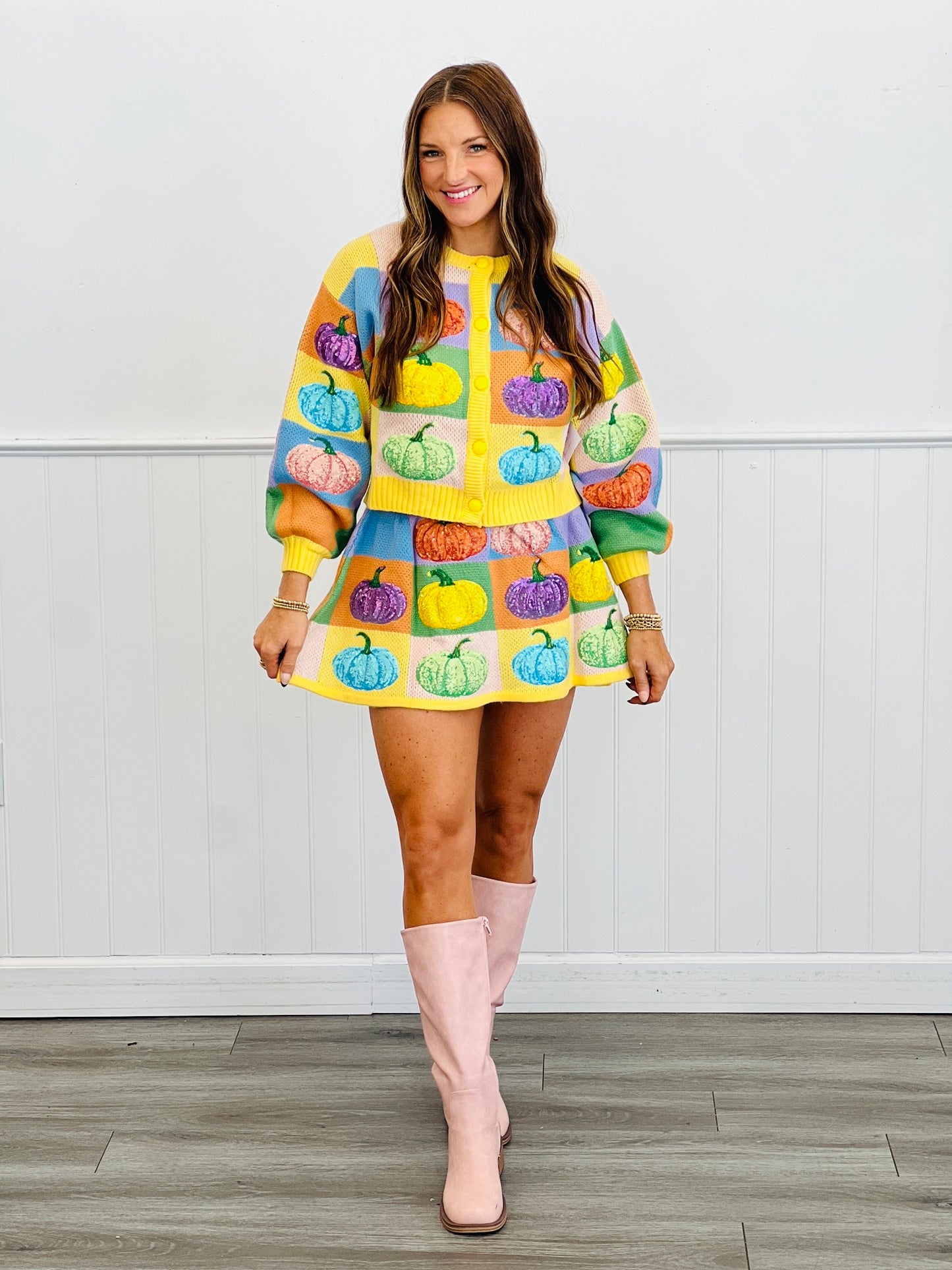 Queen Of Sparkles Pastel Colorblock Pumpkin Skirt (Reg. and Plus)