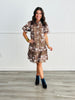 Brown Bow Print Mini Dress (Reg & Plus)