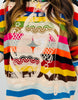 Queen Of Sparkles Multi Striped Card Logo Sweater (Reg. and Plus)