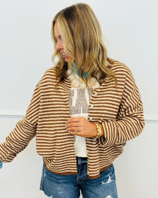 Brown Mini Striped Gigi Cardigan (Reg.)