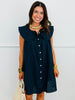 Midnight Sleeveless Button Down Mini Dress (Reg.)