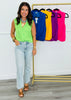 Knotted Collared Sleeveless Top (Reg.)-5 Colors