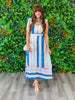 Blue Multi Striped Tie Strap Midi Dress (Reg & Plus)