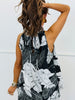 Black Tropical Leaf Halter Top & Shorts Set (Reg.)