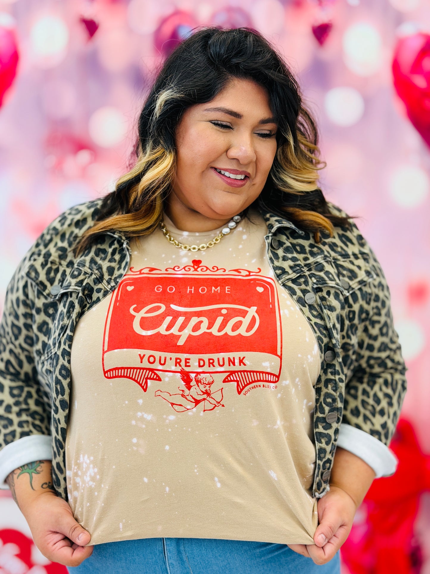 Go Home Cupid Bleached Graphic Tee (Reg. and Plus)