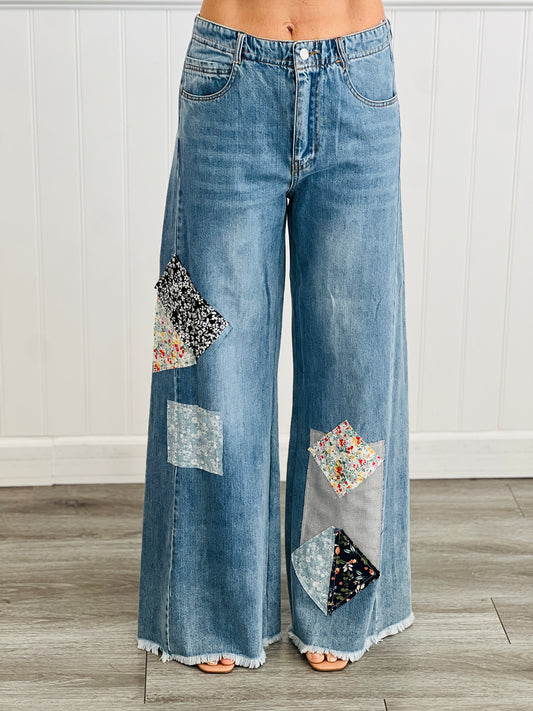 Medium Denim Patchwork Jeans (Reg.)