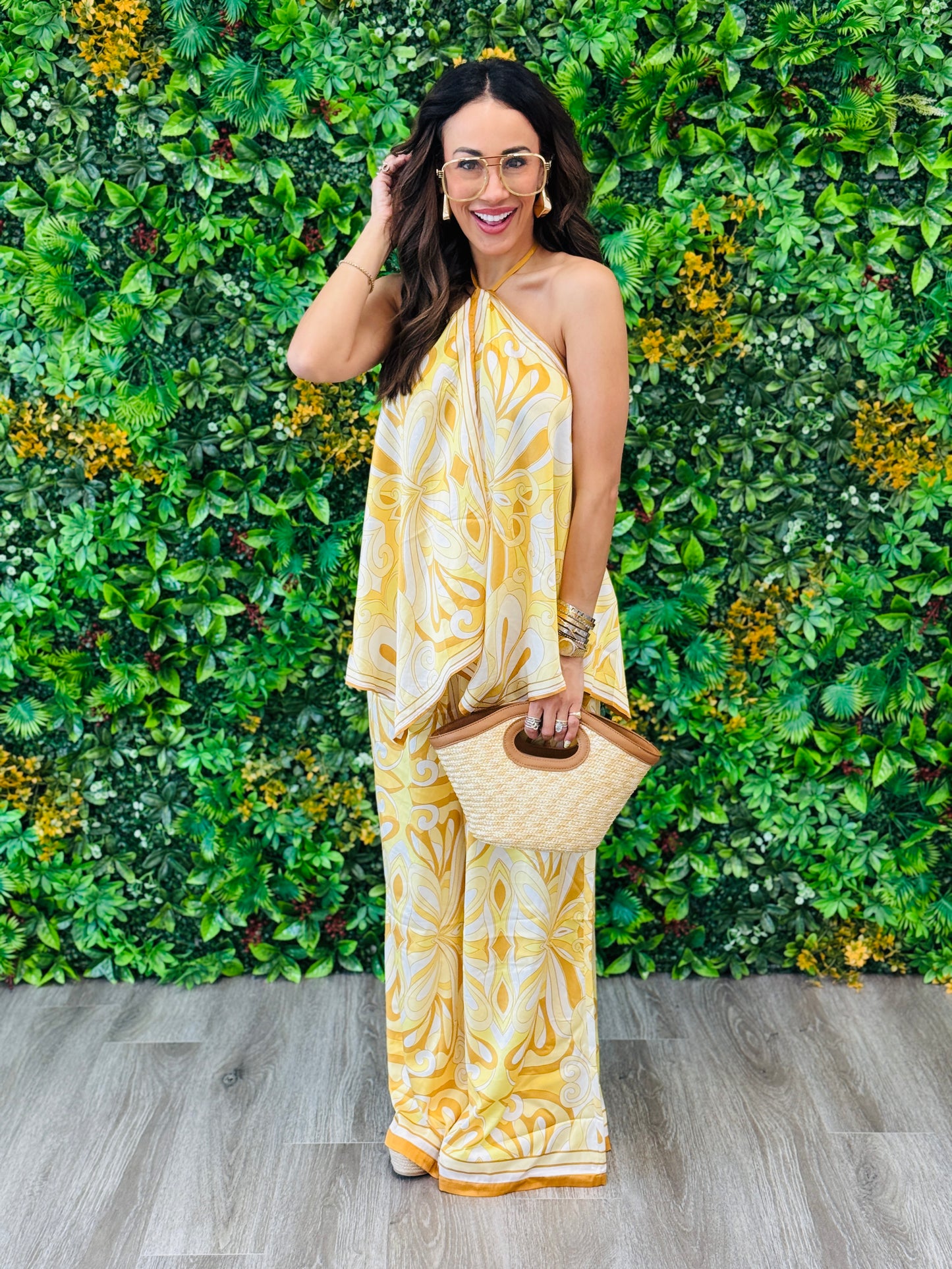 Lemon Printed Satin Pants (Reg.)