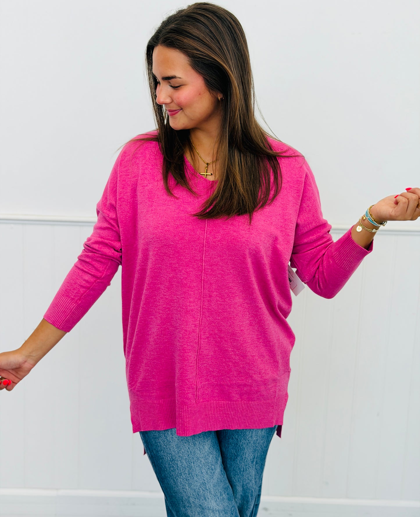 Center Seam Sweater Top Remix (Reg.) - 7 Colors