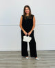 Black Wine Velvet Blouse Top & Pants Set (Reg & Plus)