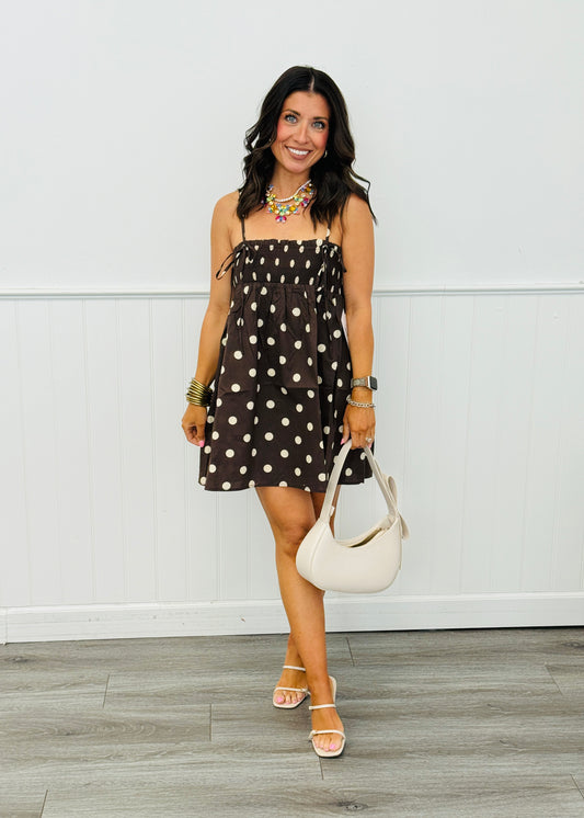 Brown Polka Dot Tunic Top/Dress (Reg.)