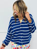 Gigi Royal Blue Striped Cardigan (Reg.)