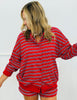 Red/Navy Stripe Button Up Jacket (Reg.)