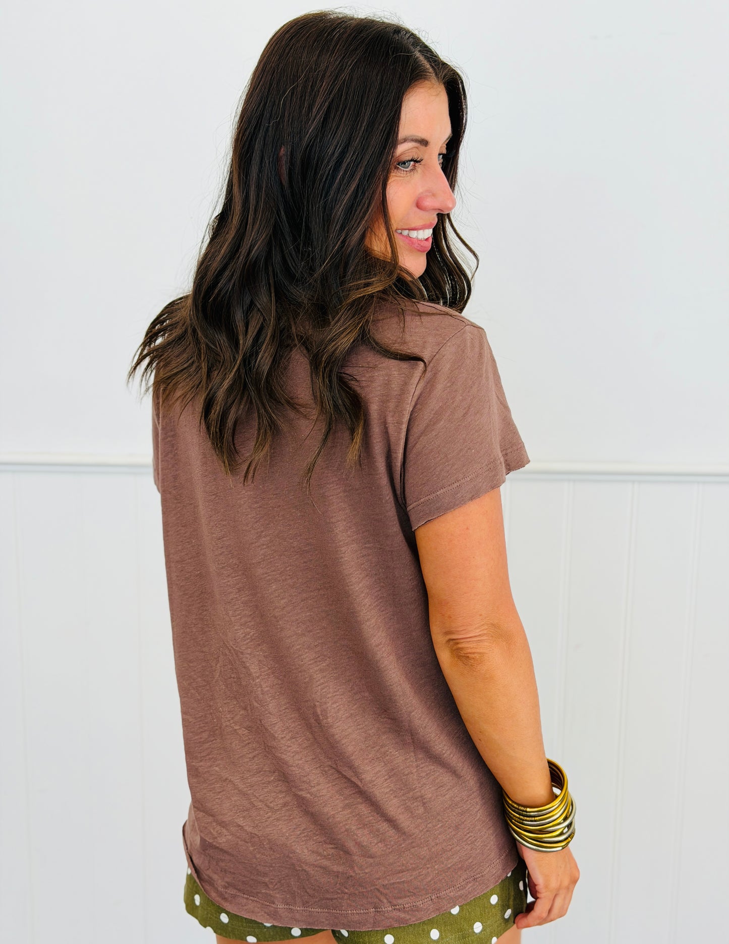 Linen Blend Side Slit Top (Reg.) - 5 Colors