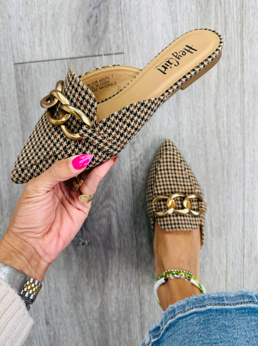 Corkys Black Tan Houndstooth Playing For Keeps Flats