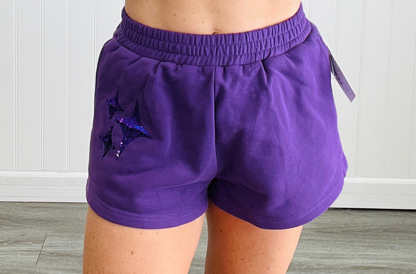 Queen Of Sparkles Purple Sparkle Logo Shorts (Reg. and Plus)