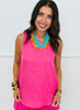 Hot Pink Rhinestone Sleeveless Blouse (Reg. and Plus)