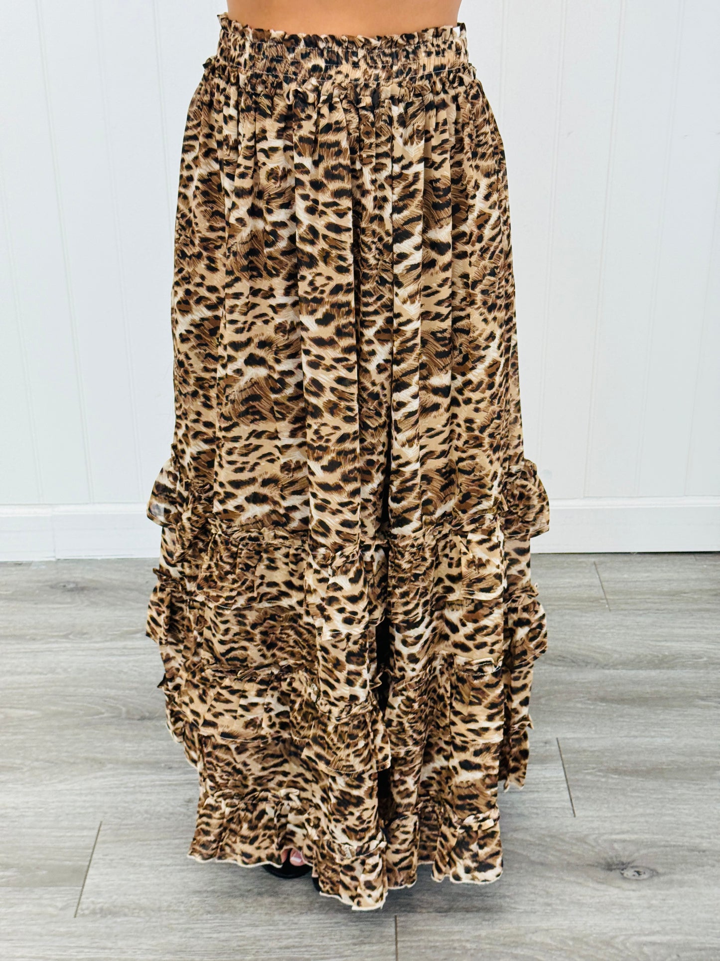 Beige Mocha Leopard Maxi Skirt Set (Reg & Plus)