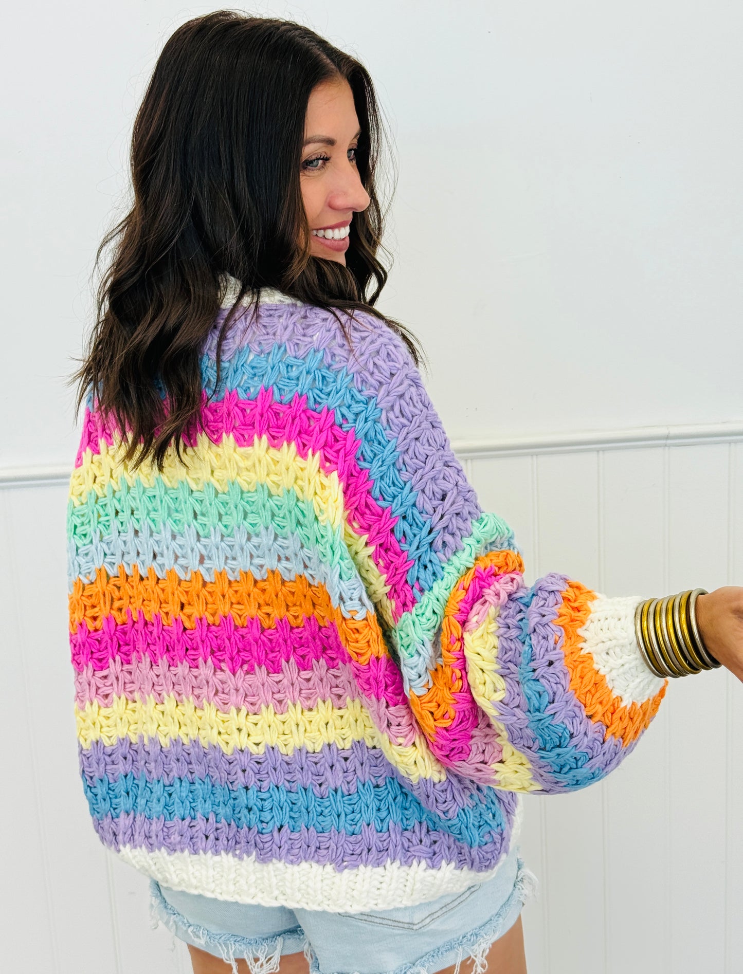 Rainbow Chunky Knit Cardigan (Reg. and Plus)