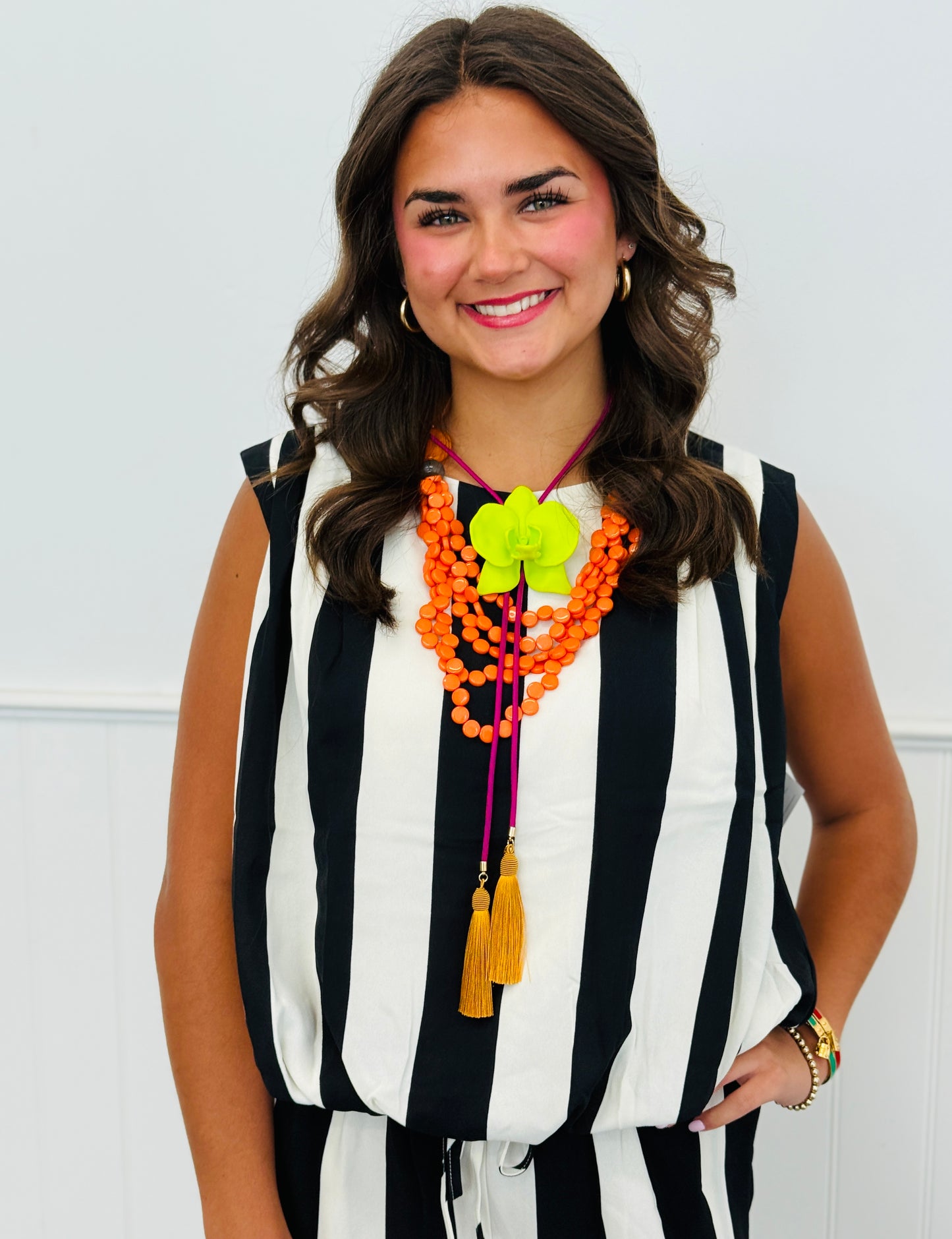 Black/Ivory Stripe Top & Pants Set (Reg & Plus)