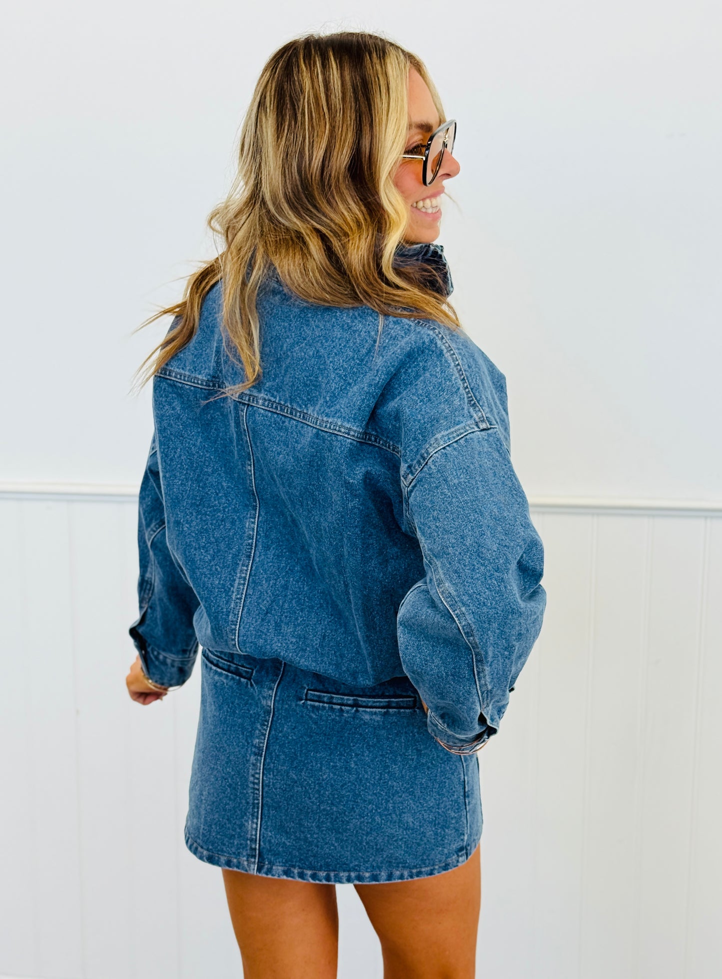 Denim Kangaroo Pocket Mini Dress (Reg.)