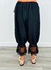 Black Satin Puff Capri Lounge Pants (Reg & Plus)