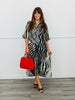 Black Abstract Zebra Print Midi Dress (Reg. and Plus)