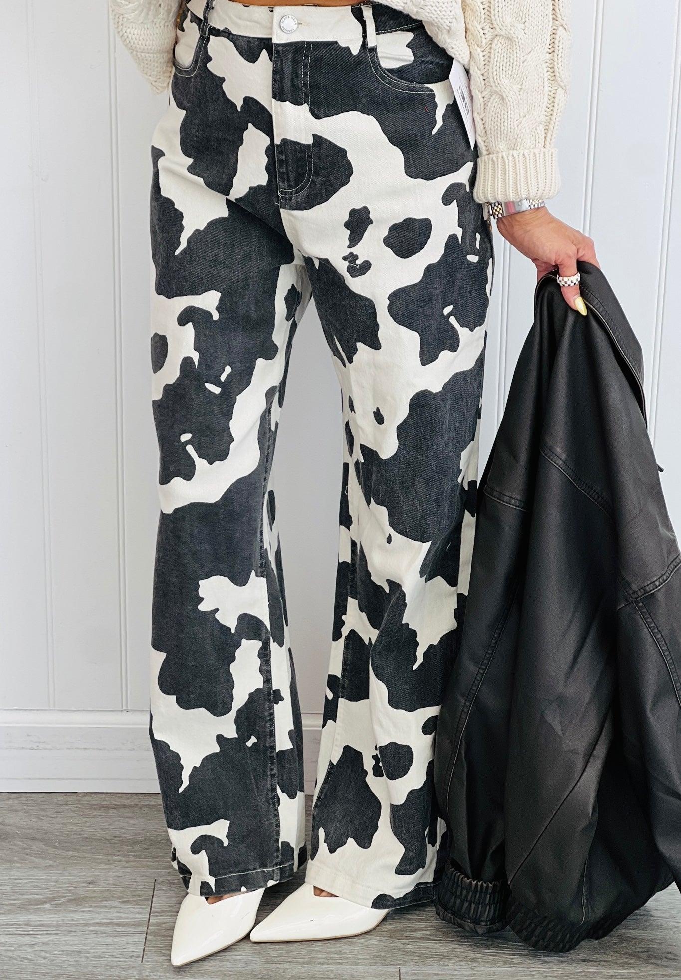 Cow Print Denim Jeans (Reg & Plus)-2 Colors