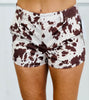 Cream/Brown Suede Cow Print Shorts (Reg.)