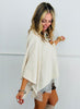 Ivory Lace Hem Detail Poncho Top (Reg.)