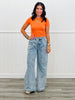 Washed Striped Denim Cargo Pants (Reg & Plus)