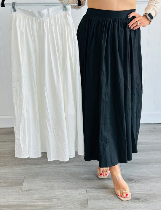 Basic Pleated Midi Skirt (Reg.) - 2 Colors