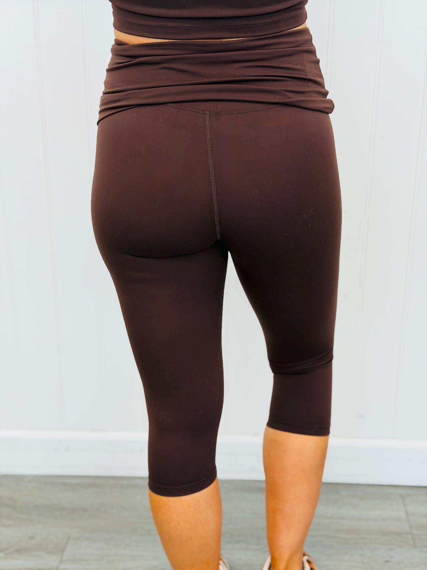 Dark Chocolate Foldover Capri Leggings (Reg.)