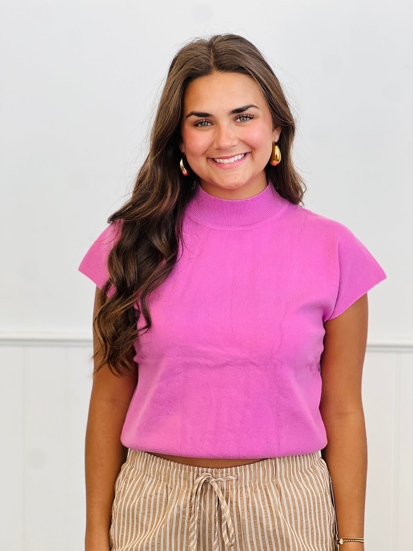 Mock Neck Short Sleeve Top (Reg. and Plus) - 5 Colors