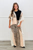 POL Nude Beige Cheetah Layered Crochet Lace Hoodie Top (Reg.)