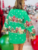 Queen Of Sparkles Green Snowy Christmas Village Sweatshirt Dress (Reg. and Plus)