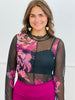 Black/Mauve Floral LS Mesh Top (Reg. and Plus)