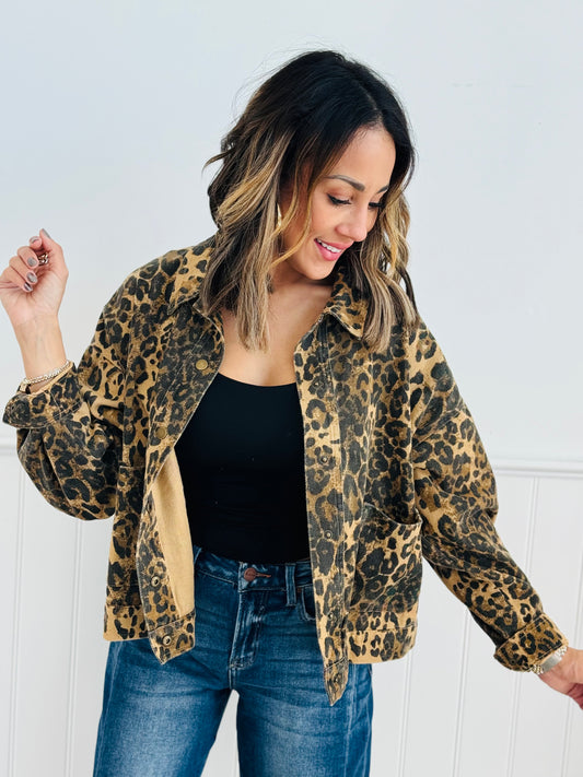 Golden Leopard Print Jacket (Reg & Plus)