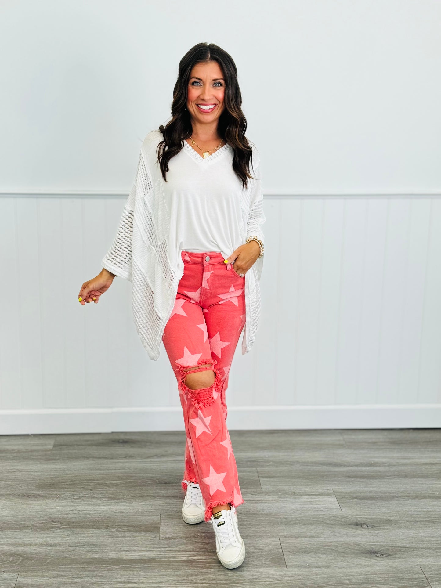 Risen Peach Blossom Star Print Pants (Reg & Plus)