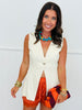 Cream Single Button Vest Top (Reg.)