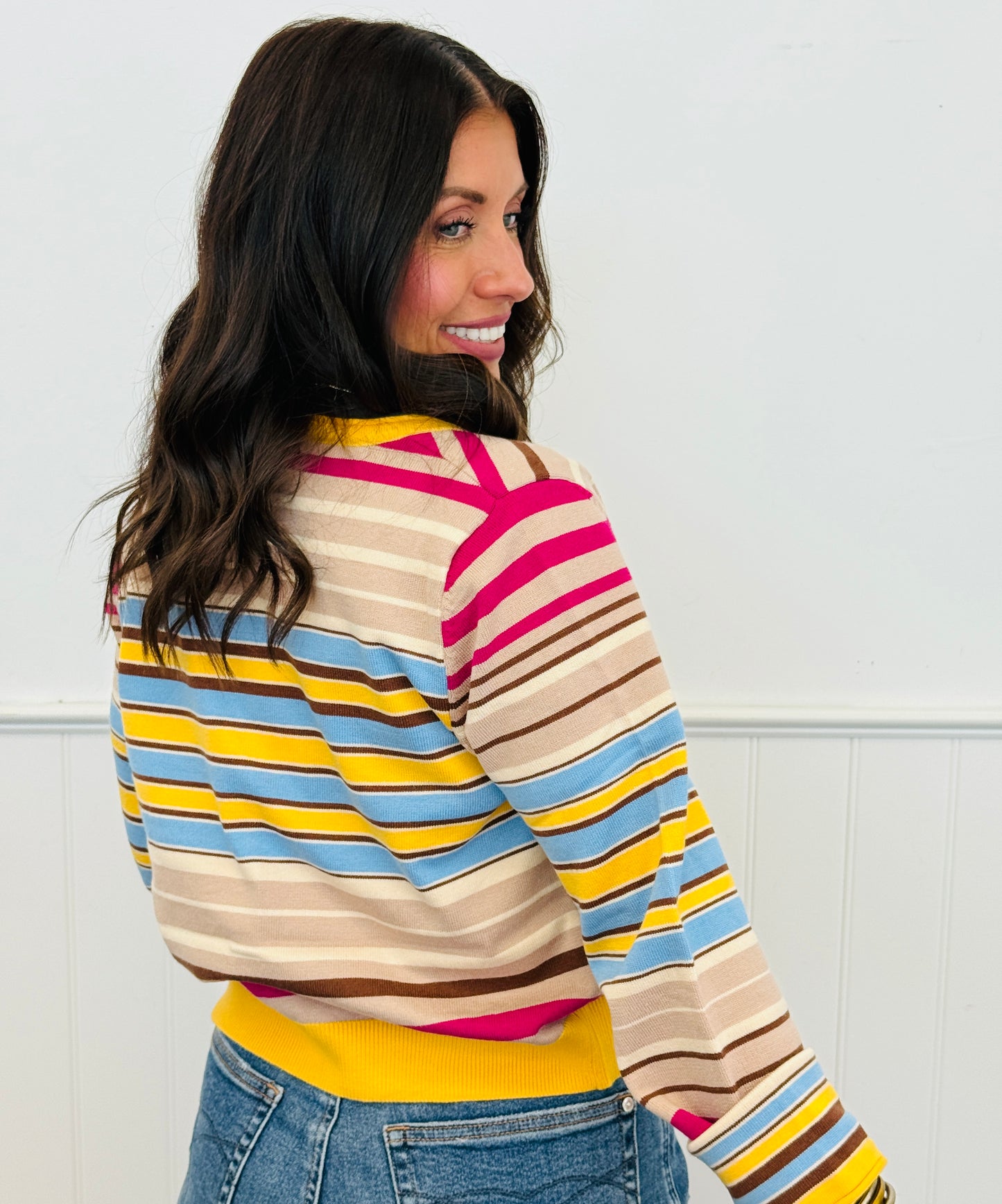 Stripe Delight Sweater Cardigan Top (Reg.) - 4 Colors