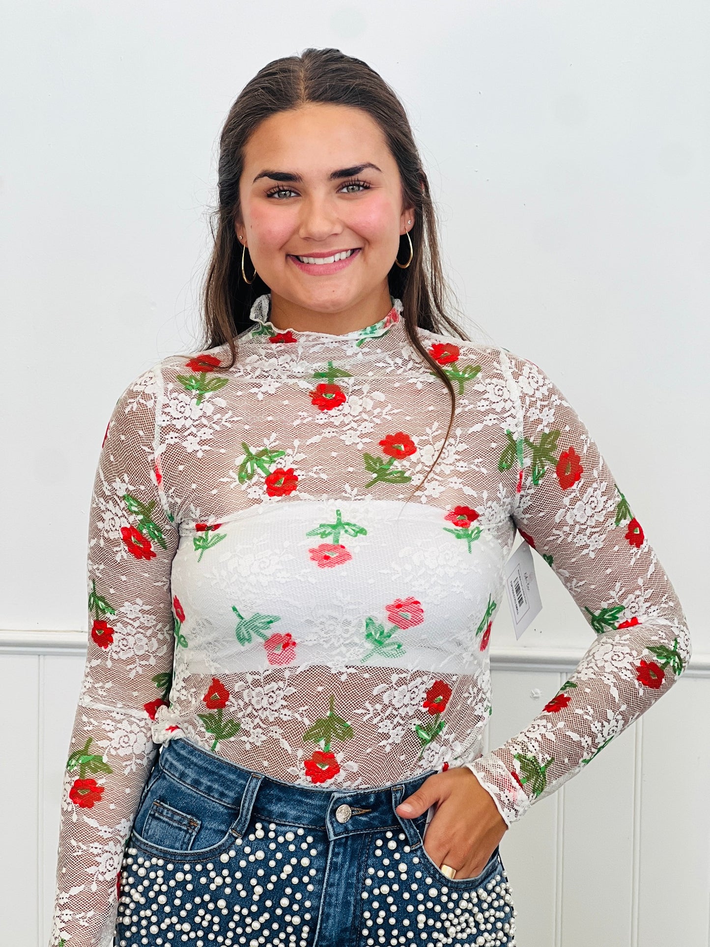 Bloom Mesh Floral Top (Reg.)-4 Colors